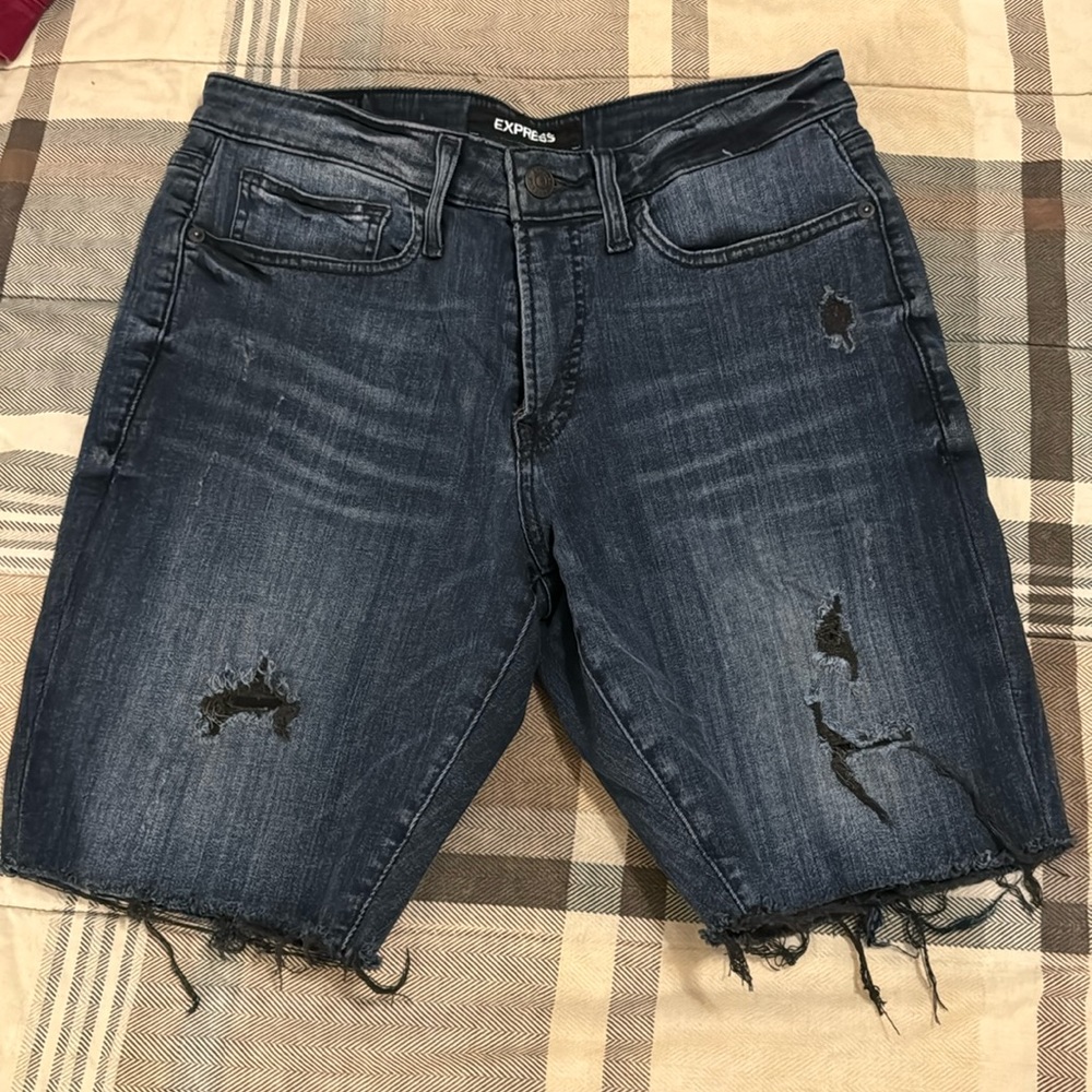 Express Mens Jean Shorts. Dark Wash